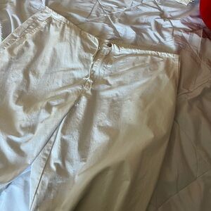 White parachute pants